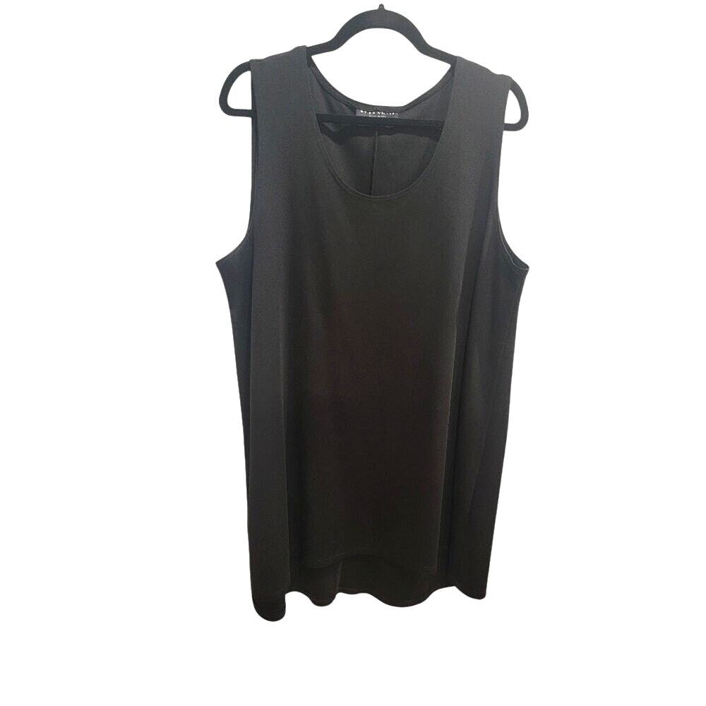 Bryn Walker Black Sleeveless Tunic Sz Large Lagenlook Hi-Low‎ Top